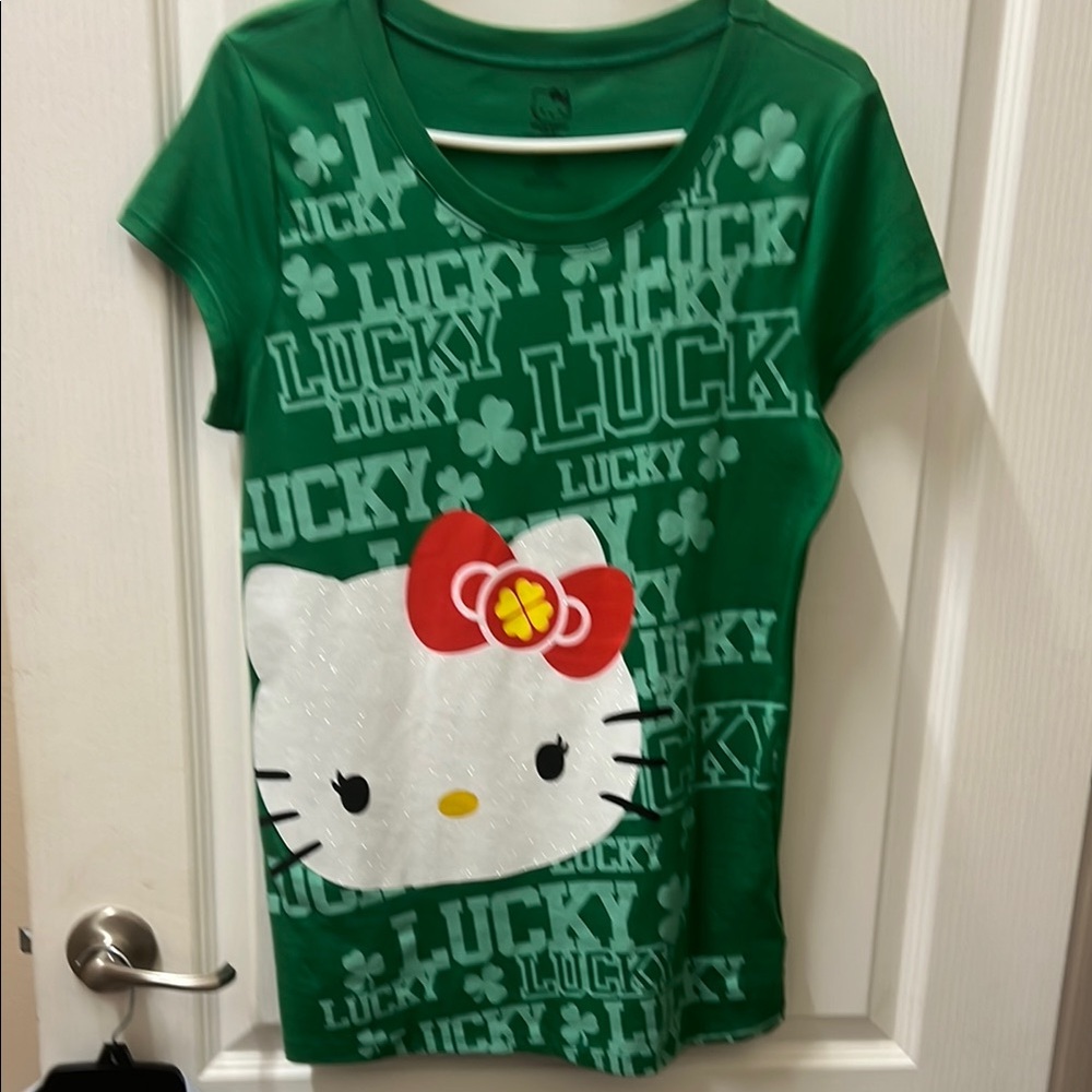Hello Kitty Green Short Sleeve Tee with Graphic Design